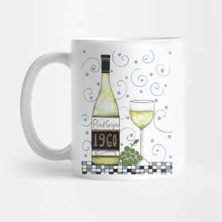 WHITE Wine Bottle And Wine Glass Acrylic Painting Mug